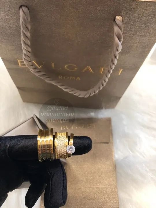 Par de alianças bvlgari molas flexiveis e cravejada  - Foto 4