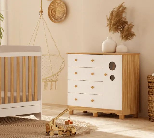 Comoda Infantil Bolinha Peroba, 100% MDF - Foto 3