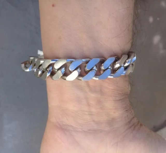 pulseira aço inox estilo jovem guarda usada - Foto 4