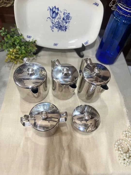Conjunto de 5 peças para servir chá e café em inox - Foto 5