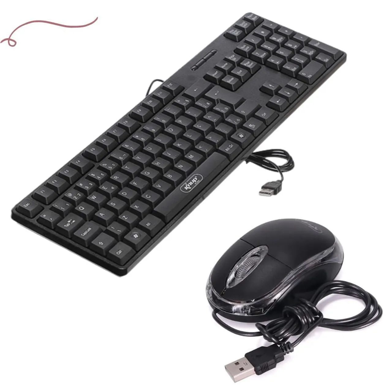 Teclado e mouse com fio USB kit em  promoção