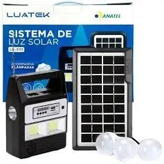 Sistema de Luz Solar com 3 Lâmpadas - Luatek - Unidade 