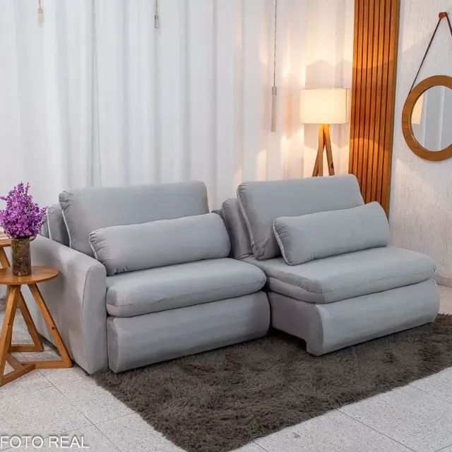 Sofá Retrátil Amaranto Premium 2.30m Veludo Prata - Sem Caixa - Foto 2
