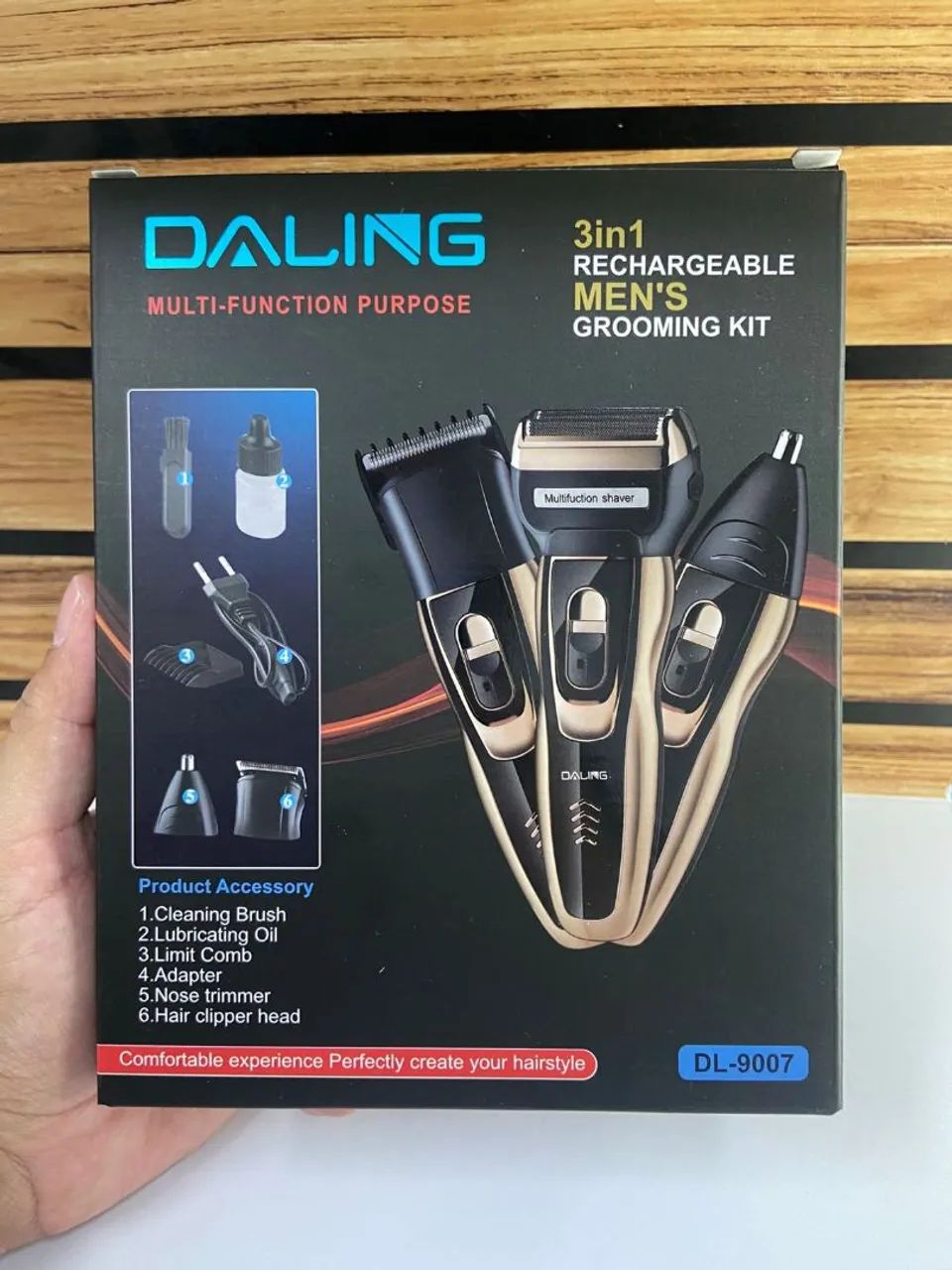 Kit de Aparador de Barba 3 em 1 Recarregável - Daling - Foto 4