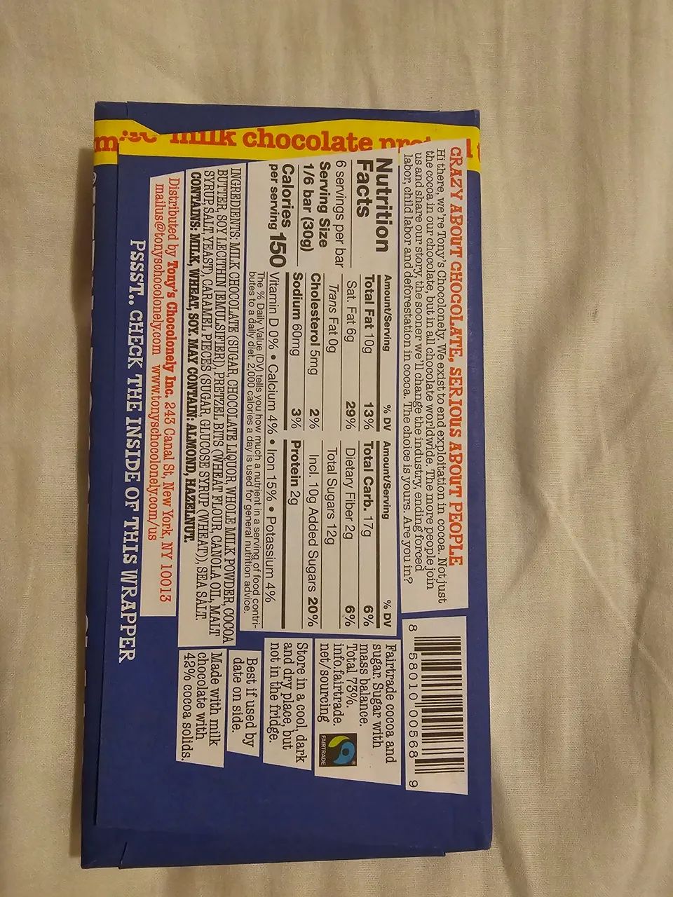 Chocolate Tonys chocolonely Milk pretzel toffee - Foto 2