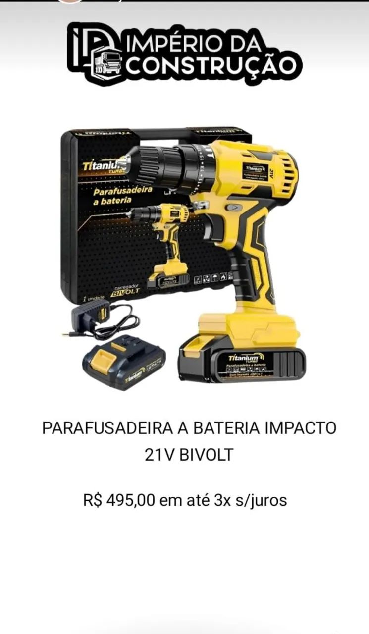 Parafusadeira a Bateria Impacto 21V Bivolt Titanium