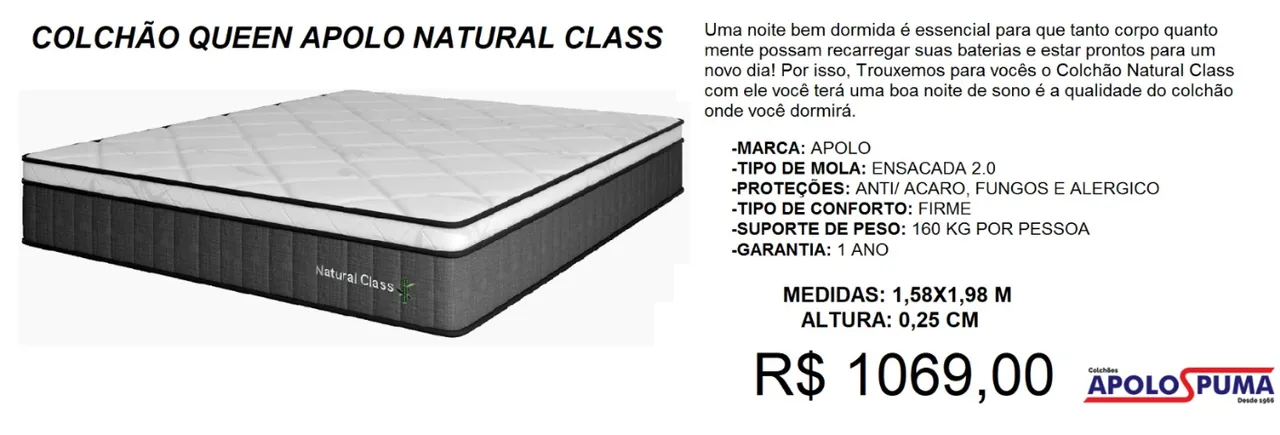 Colchão queen mola confortável, apolo - entrega grátis
