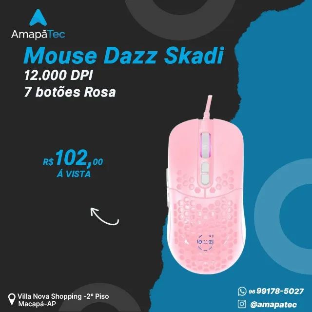 MOUSE DAZZ SKADI 12000DPI RGB ROSA
