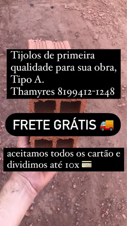 Tijolos de primeira qualidade Tipo A - FRETE GRÁTIS!