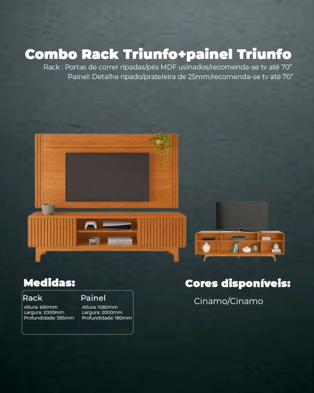Combo Rack Triunfo + Painel Triunfo - Cinamo