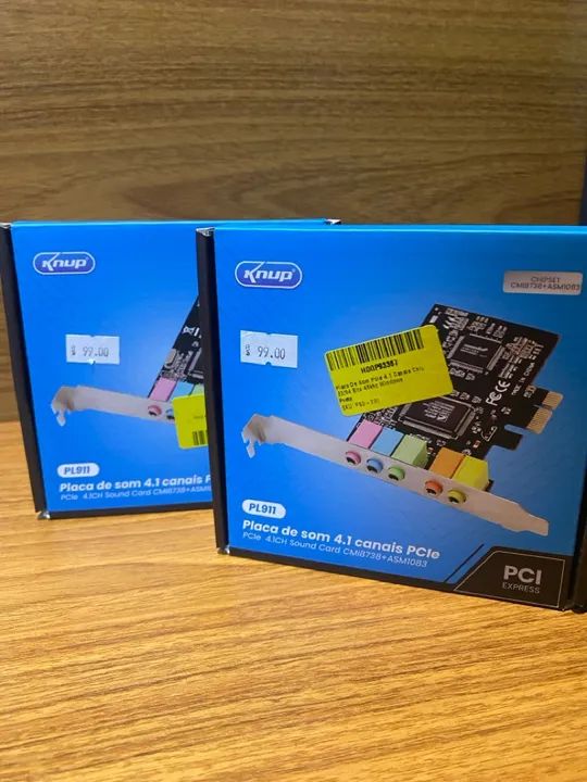 Placa de Som 4.1 Canais PCIe Knup NOVA!