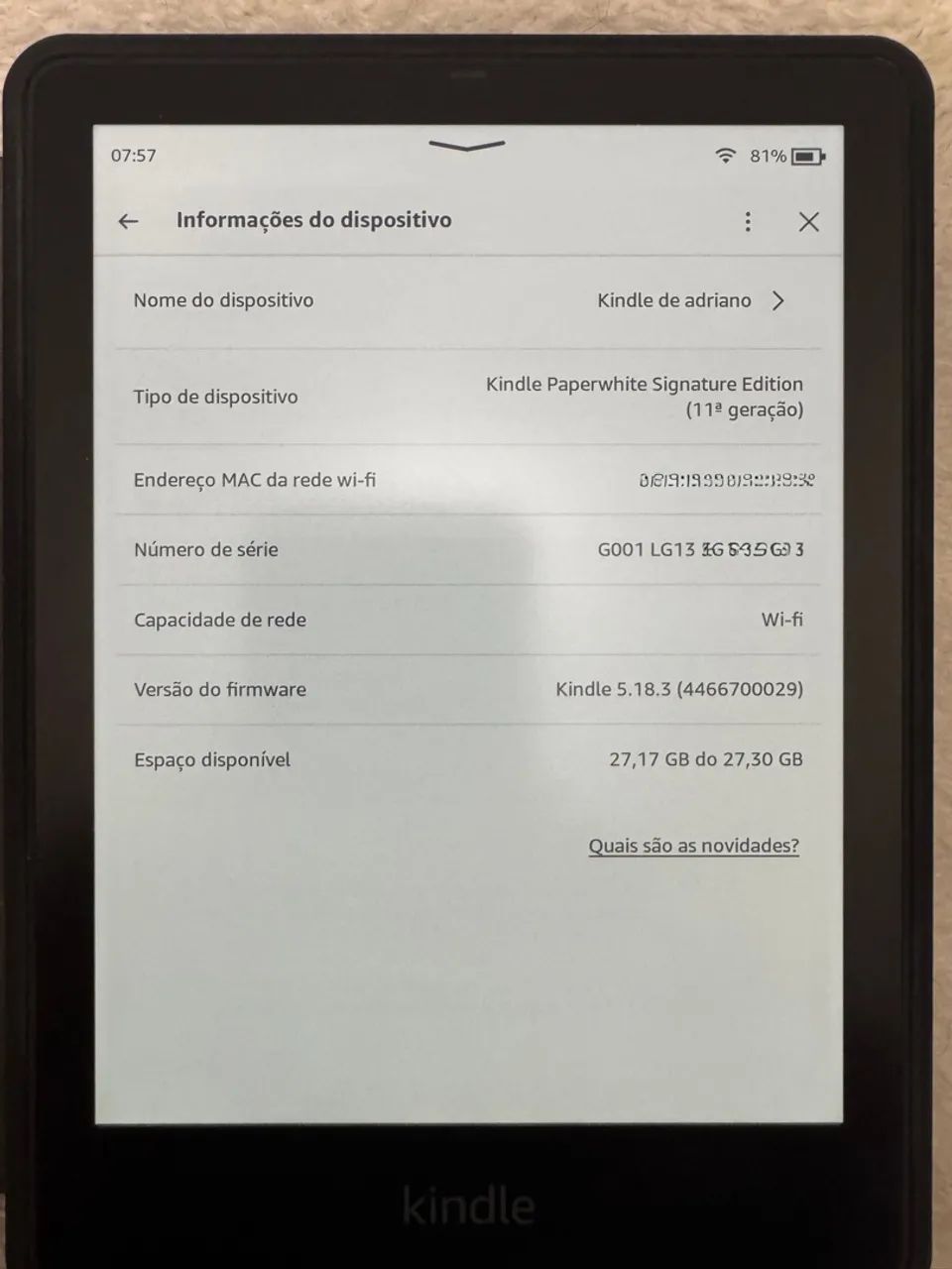 VENDO Kindle Paperwhite Signature Edition (11ª geração) - 32gb - Foto 2