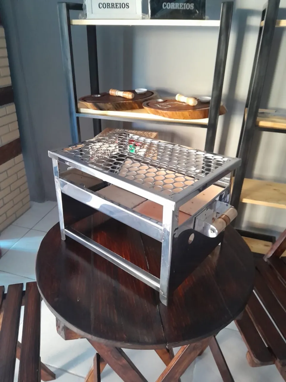 Mini Churrasqueira de Aço Inox para Ambientes Internos