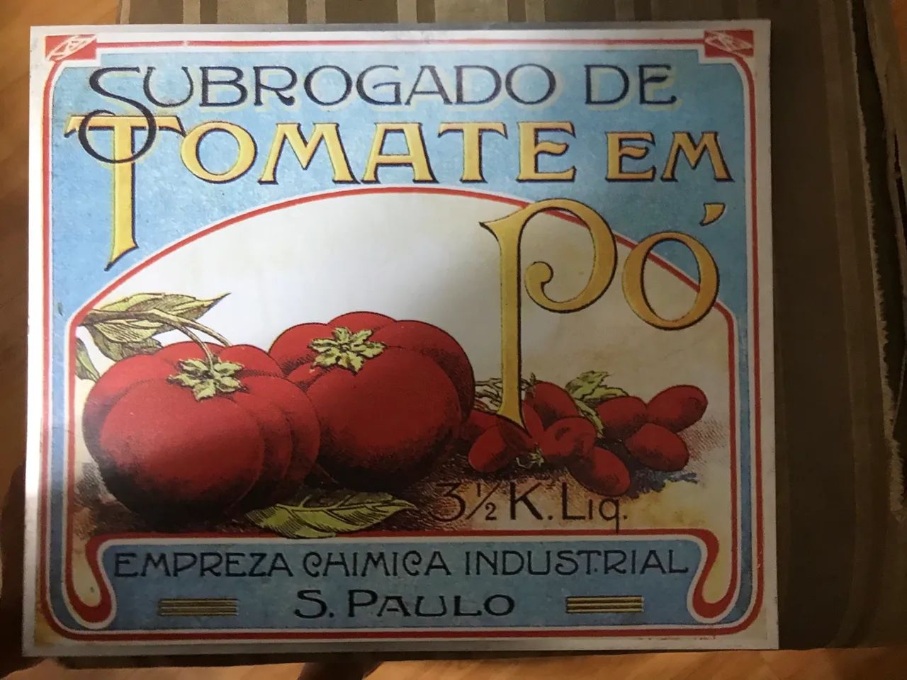 Placa propaganda extrato de tomate anos 40 vintage 