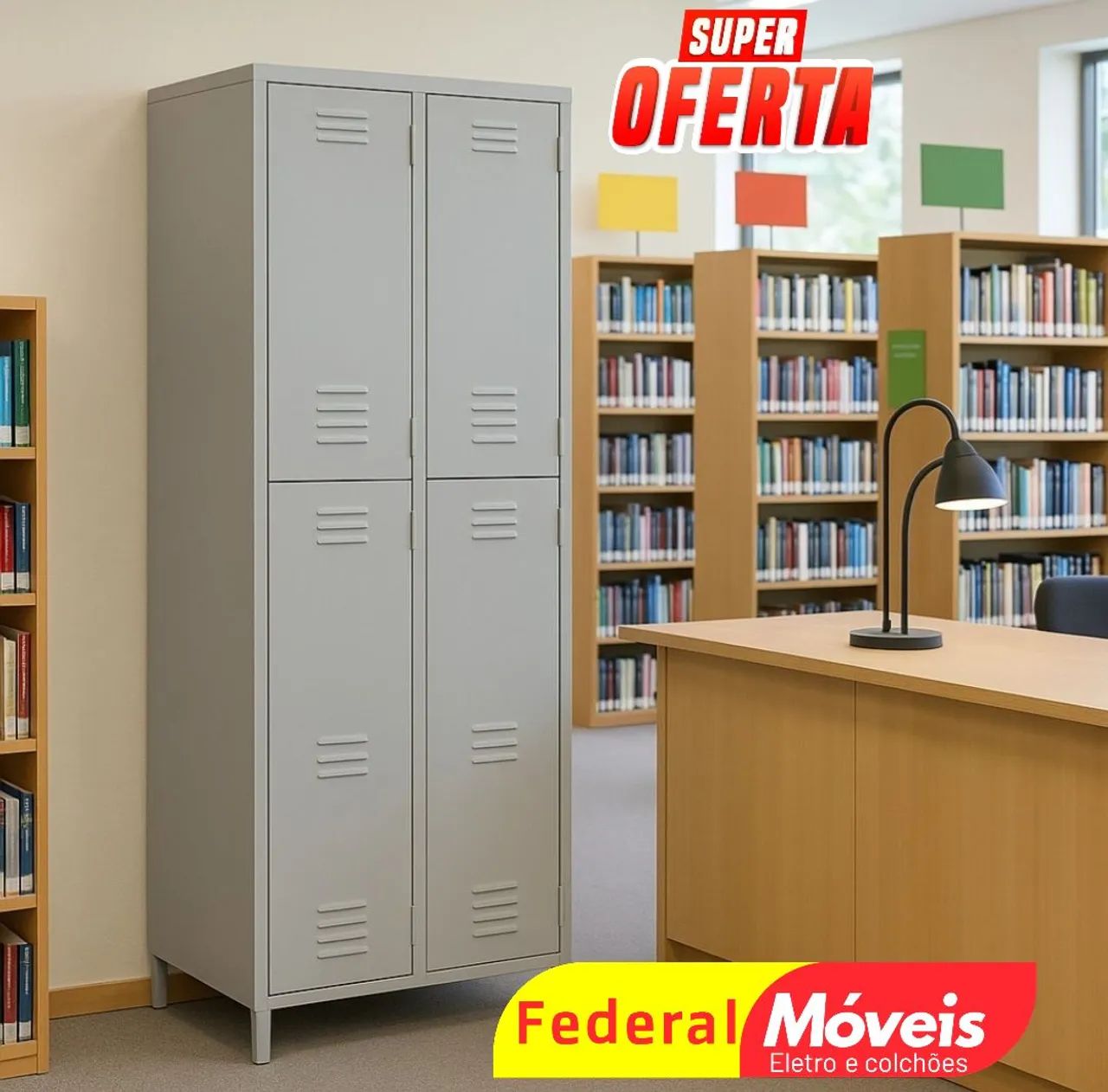 Armário Arquivo 4 Portas - Ideal para Escola ou Escritório!