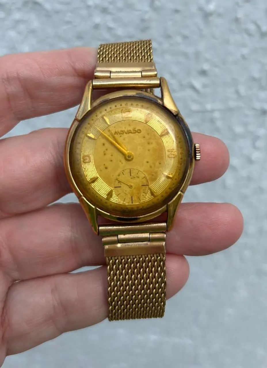 Relógio Movado Dourado Anos 1950 funcionando