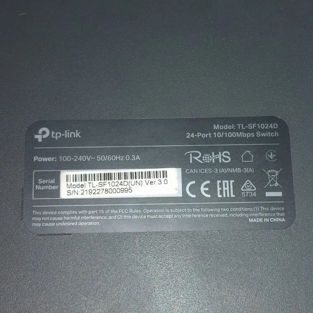 TP-Link 24-Port Rack Switch 10/100Mbps - TL-SF1024D64308139180290123