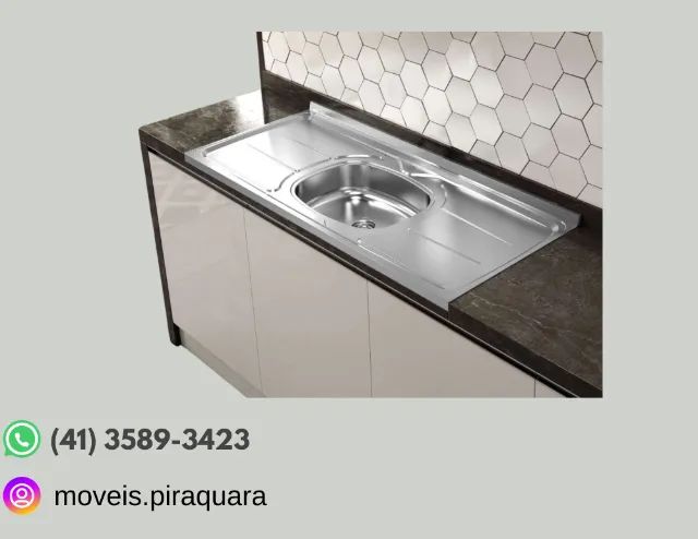 Pia Ghelplus 120 cm - Inox com Concreto Aerado (Sem válvula e sem ralo) em 3 Vezes cartão  - Foto 2