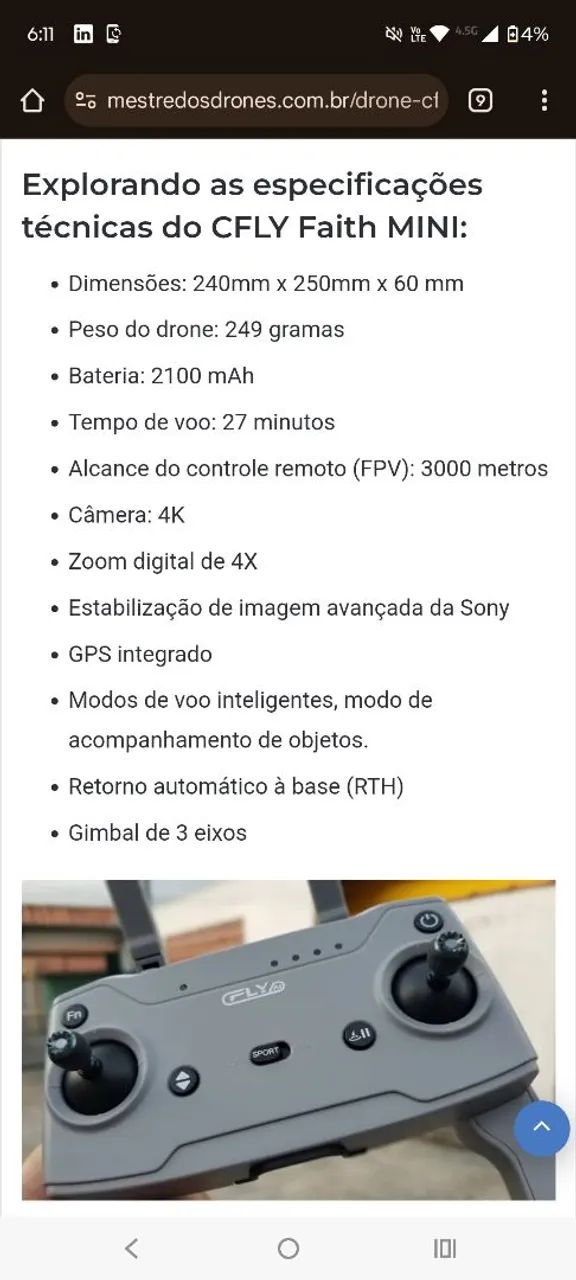 Drone Cfly Faith Mini 4k - Foto 3