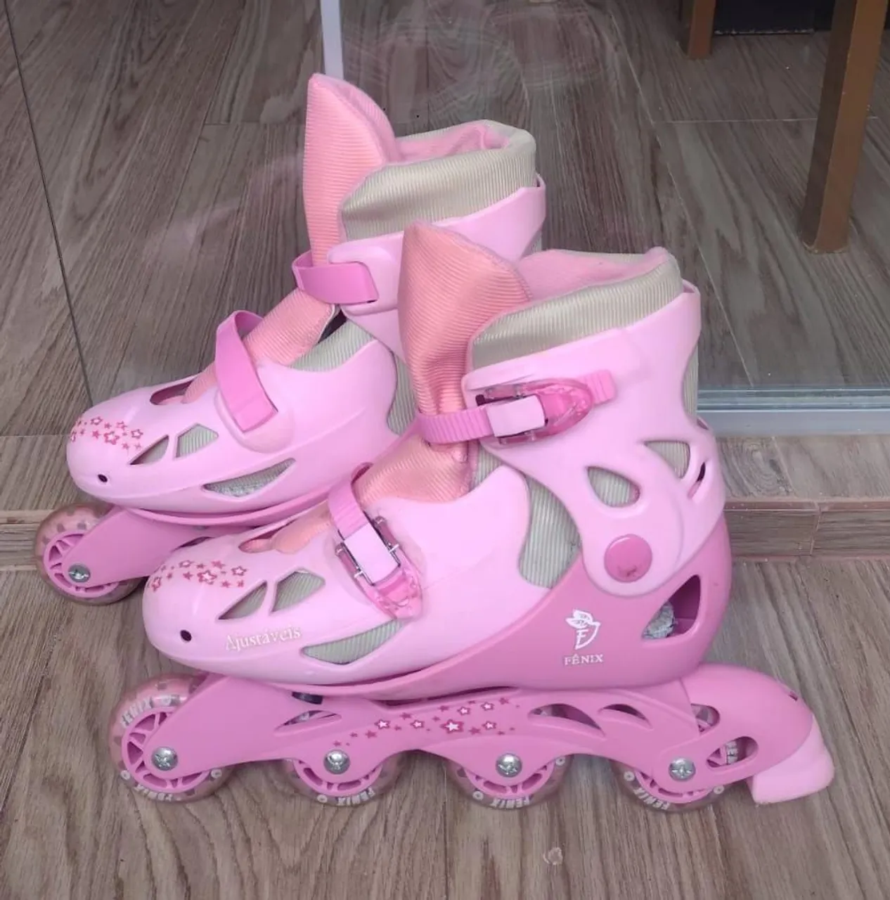 Patins Fenix rosa ajustáveis, tamanho 38 ao 41
