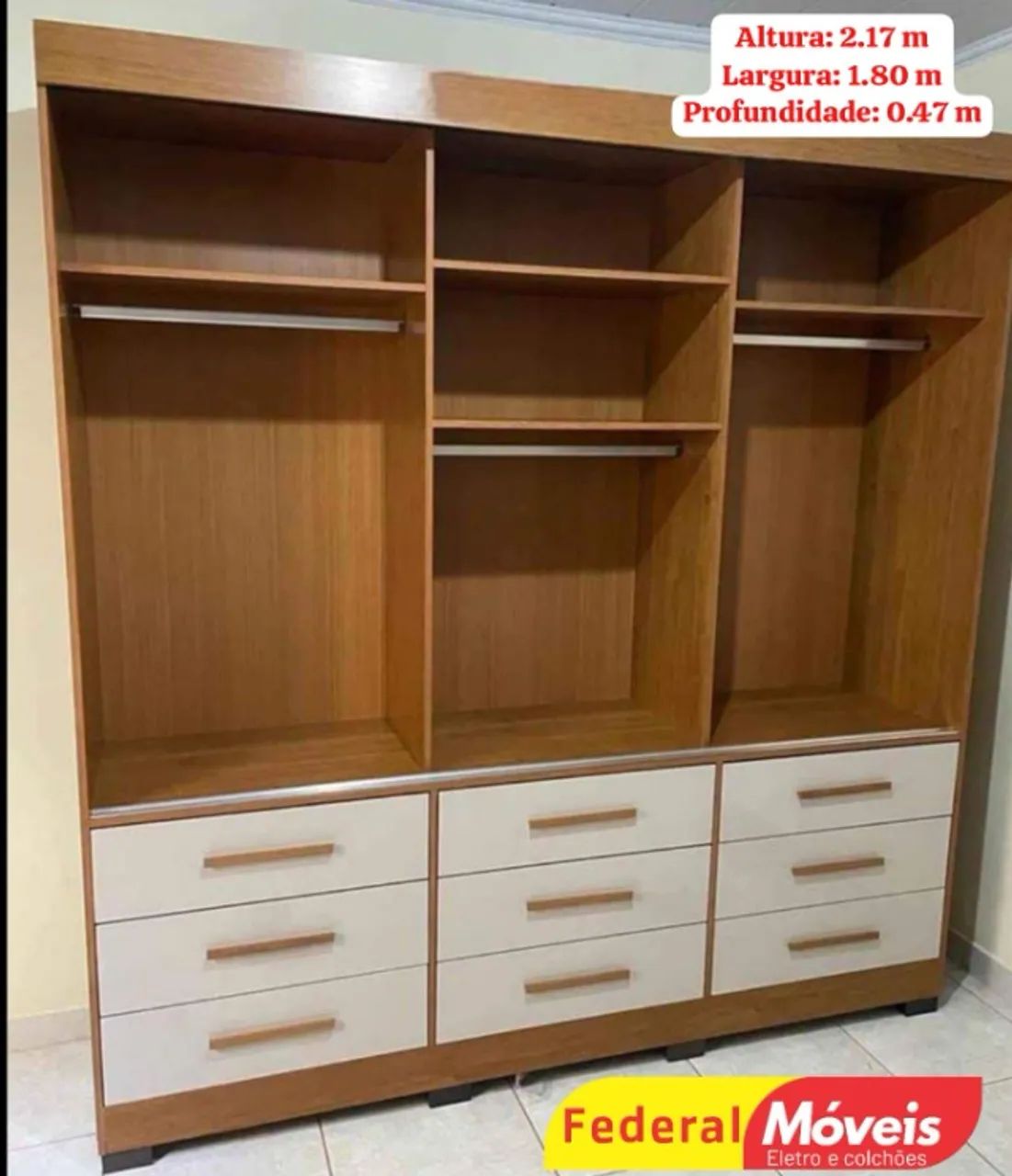Guarda Roupa Sem Espelho 3 Portas (A PRONTA ENTREGA) - Foto 2
