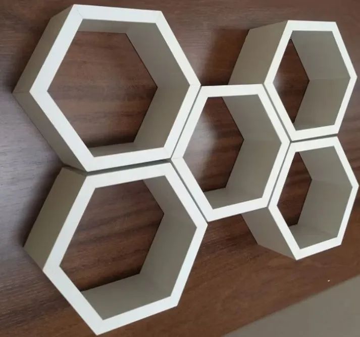 Kit 5 Prateleiras Mdf Branco Nicho Colmeia Hexágonal