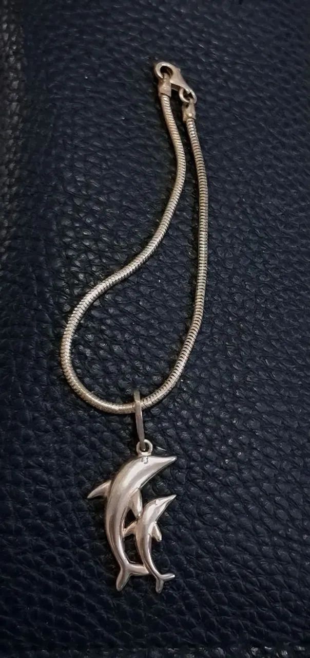 Pulseira de prata com pingente 