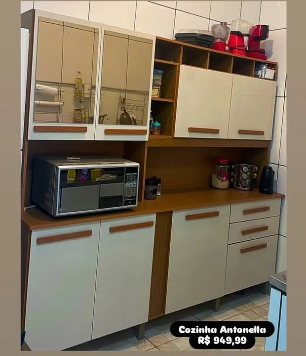 Armário de Cozinha Antonela com Espelhos - Novo - Foto 3