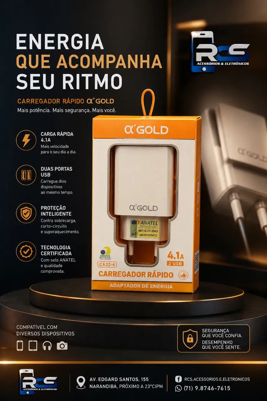 Fonte Carregador Usb A'GOLD