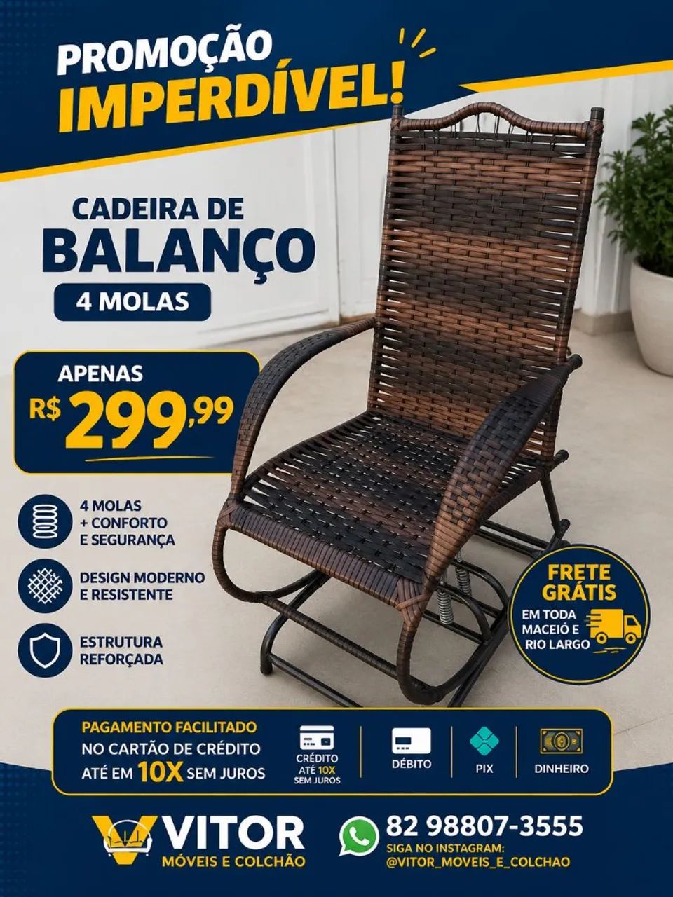 OFERTAS DE CADEIRA DE BALANÇO 4 MOLAS 