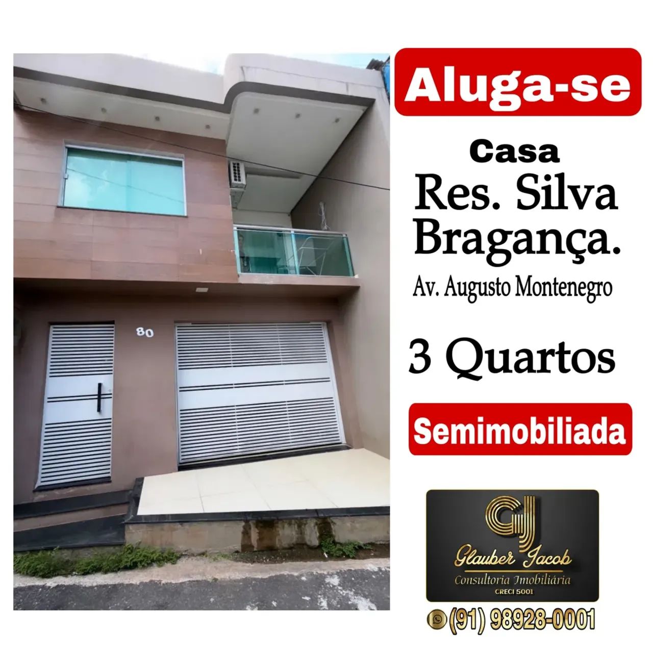 Alugo excelente casa com 3/4 na Augusto Montenegro.