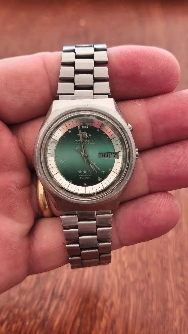 Relógio Orient Automático Vintage forma Geométrica Verde - Foto 4
