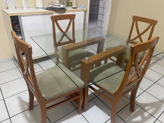 Mesa de jantar vidro com 4 cadeiras  - Foto 3