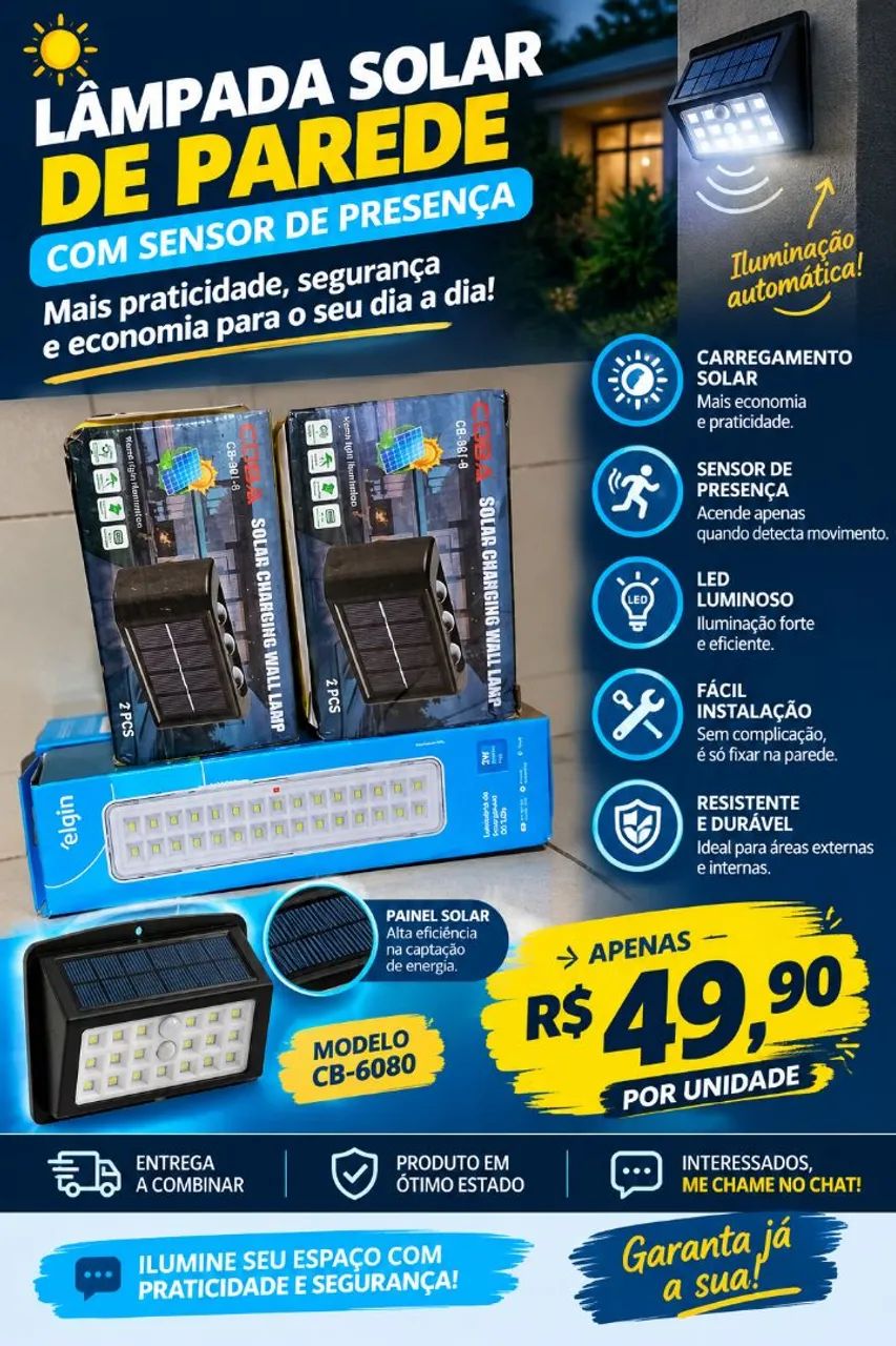 Lâmpada solar e de emergência 