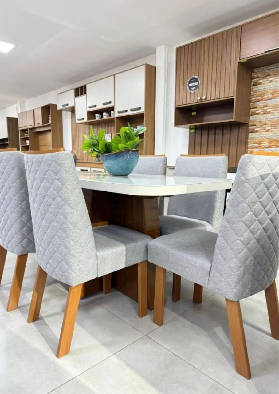 Conjunto Mesa de Jantar Malibu com 6 Cadeiras Alana 160x80m  - Foto 4