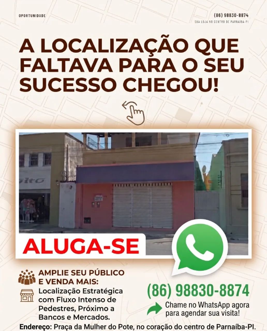 LOJA - ALUGO - PRAÇA DA MULHER DO POTE
