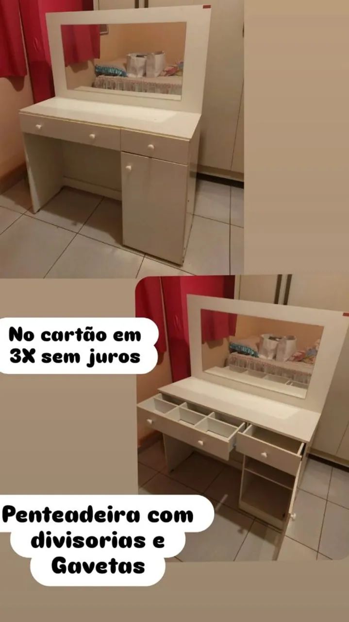 Penteadeira com divisoria e gavetas 
