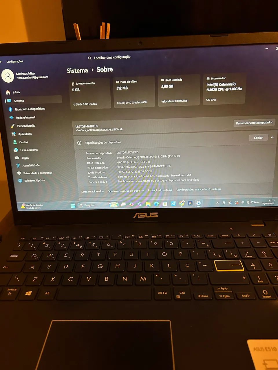 Notebook ASUS E510  - Foto 3