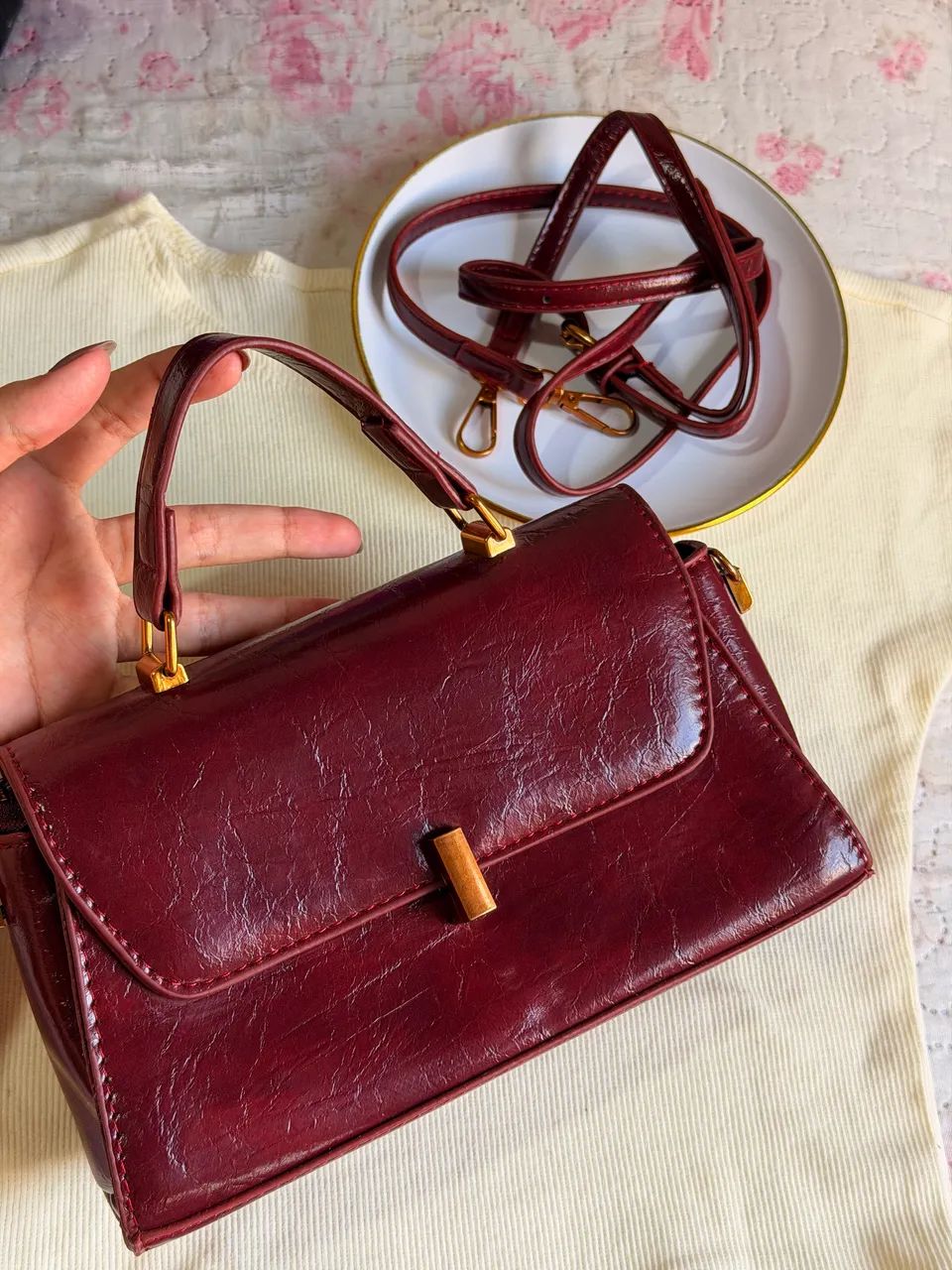 Bolsa bordô média 