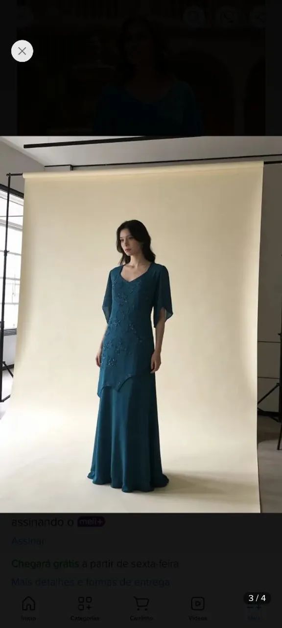 Vestido Azul Turquesa em Chiffon  - Foto 4