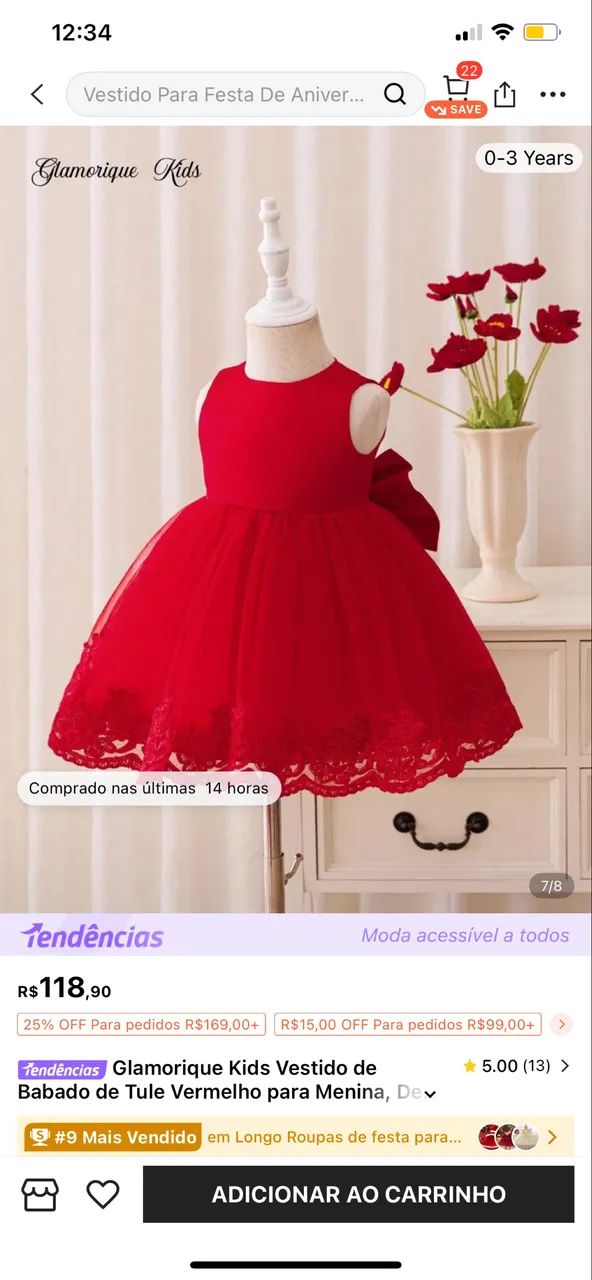 Vestido infantil vermelho  - Foto 2