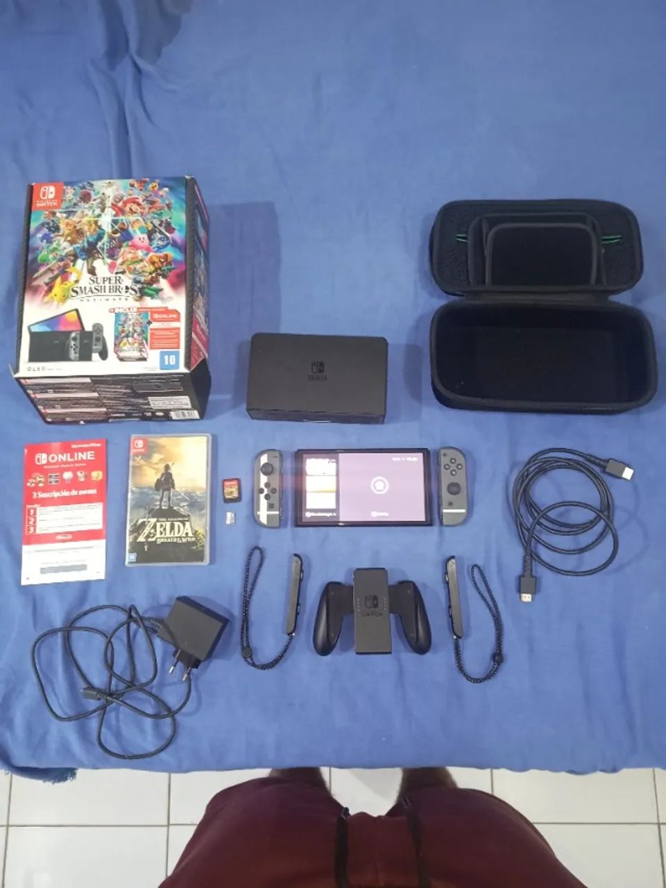 Nintendo Switch OLED Especial + Jogo Zelda + microSD 128GB + Case