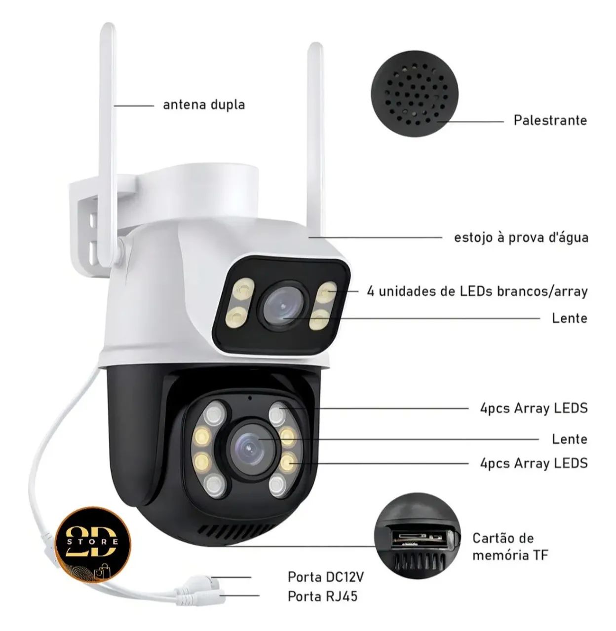 Câmera WiFi Inteligente com Rastreamento Automático + Visão Noturna  - Foto 5