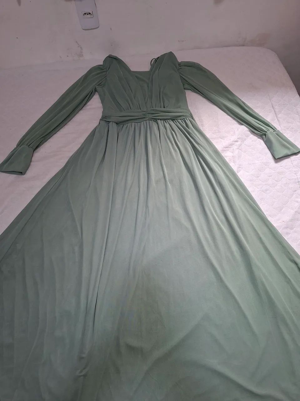 Vestido Longo Tule Verde Oliva GG