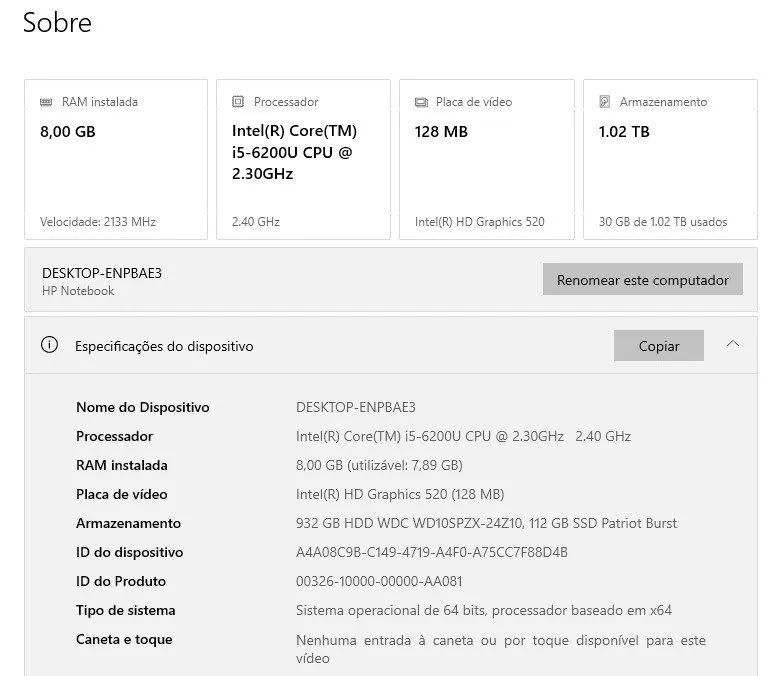 Notebook HP i5 6ª geração 1tb HD 120gb SSD 8gb RAM - Foto 4