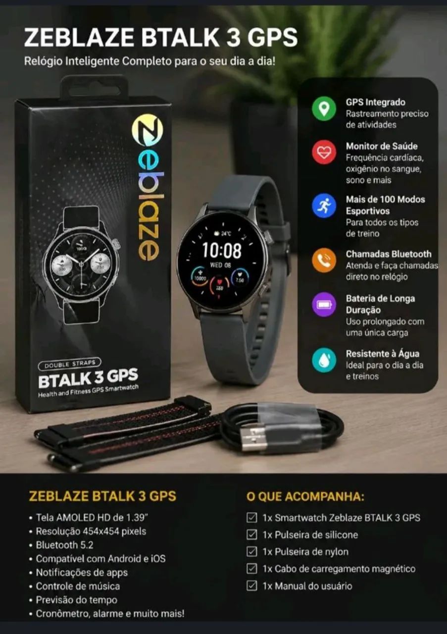 Relógio Zeblaze com GPS integrado - NOVO - Foto 2