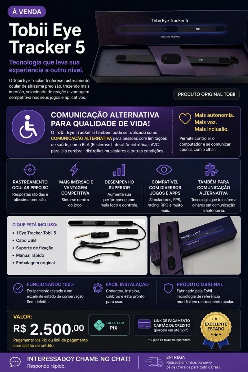 Tobii Eye Tracker 5 - Completo | Excelente Estadi