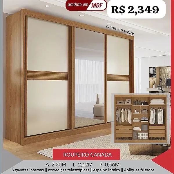 Guarda Roupa Canadá MDF 