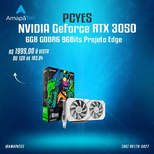 Placa de Vídeo Rtx 3050 6Gb Gddr6 96Bits Branca