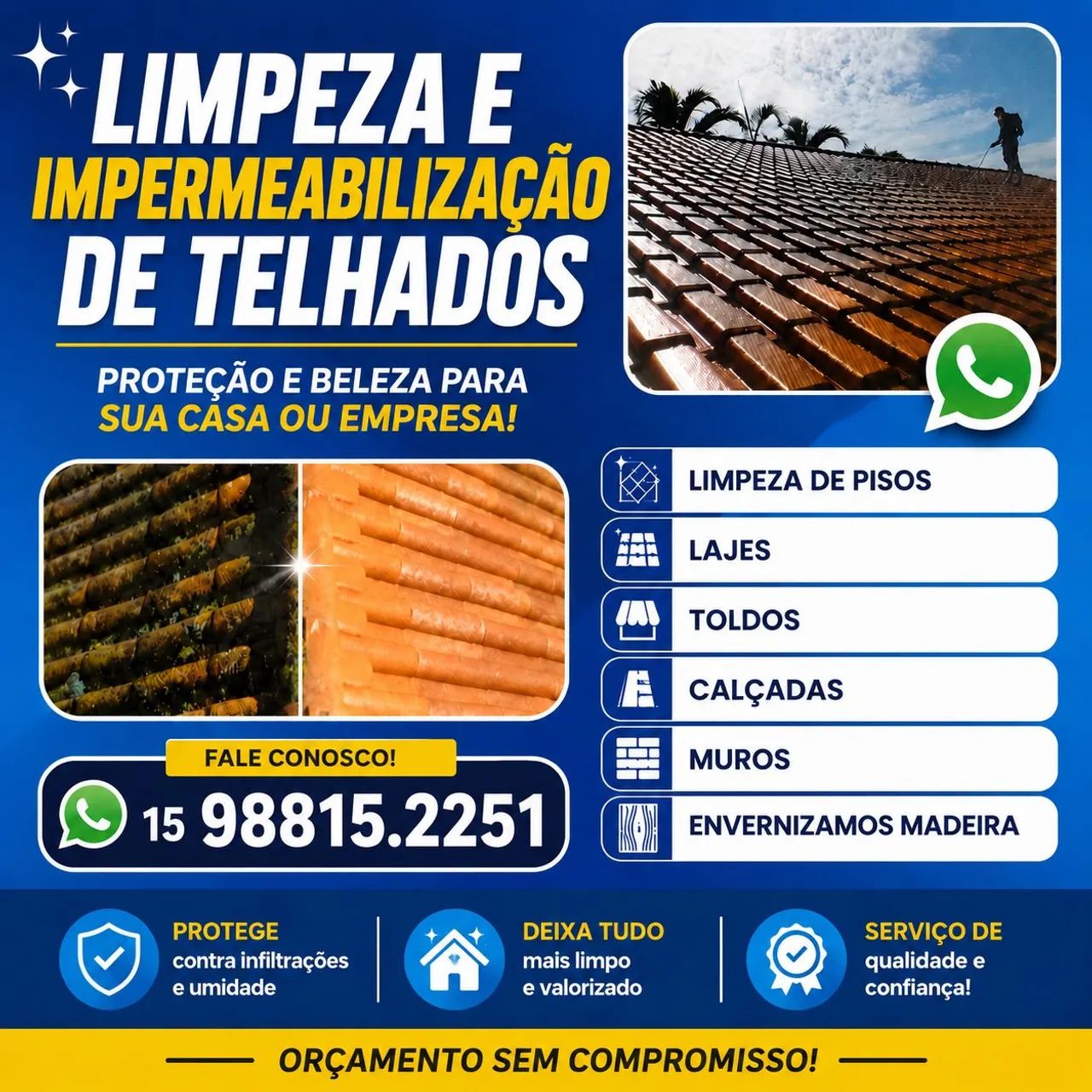 Limpeza e impermeabilização de telhado 